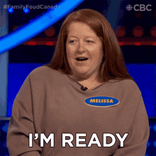 a woman wearing a name tag that says melissa is ready