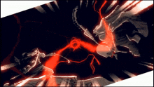 a drawing of two people fighting with a red light coming out of one of them