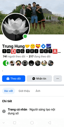 a screenshot of a facebook page for trung hung thongtrimeta