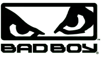 a black and white logo for bad boy with a pair of eyes on it