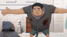 a cartoon character with chains around his neck