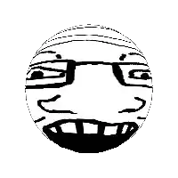 a black and white drawing of a face in a circle .