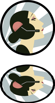 an illustration of a woman wearing a headset with the letter ccc on it