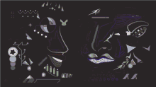 a colorful drawing of a face with the letter y on the bottom