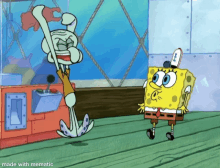 Squidward On Crack Visible Happiness GIF