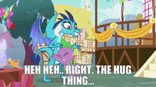mlp ember hug spike my little pony right the hug the thing