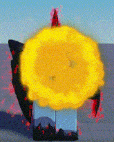 a cartoon character is surrounded by fire and smoke