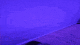 a person is standing in a dark room with purple lights behind them