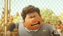 a cartoon character says you 're out