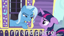 twilight sparkle and trixie sparkle from my little pony are looking at each other