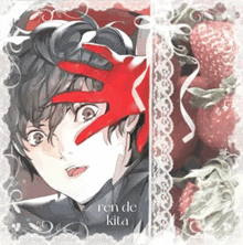 a picture of a boy with a red hand on his face and the words ren de kita