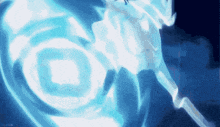 a painting of a person in a blue light