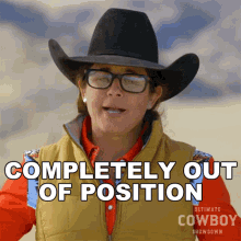 Completely Out Of Position Sarah Foti GIF - Completely Out Of Position Sarah Foti Ultimate Cowboy Showdown GIFs