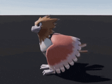 a cartoon bird with red and white feathers is running
