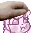 a close up of a person 's hand on top of a cartoon character .