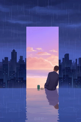 alone boy in the rain