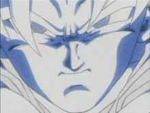 a close up of a cartoon character 's face with a blue background