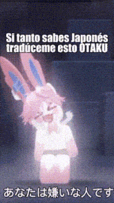 a picture of a bunny with the words si tanto sabes japones traduceme esto otaku on the bottom