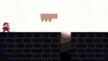 a pixel art of mario standing on top of a building