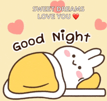 a cartoon of a rabbit laying down with the words " sweet dreams love you "