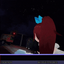 a picture of a girl with a blue bow on her head and the words you guys need