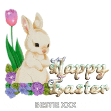 Bunny Happy Easter GIF - Bunny Happy Easter Flower GIFs
