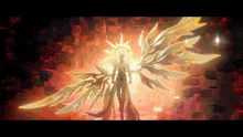 a painting of a person with wings and a halo around their head