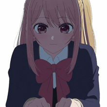 a drawing of a girl with long hair and a red bow