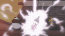 a cartoon character is surrounded by a glowing light