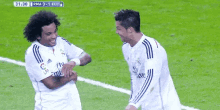 Marcelo Celebra Con Cristiano Ronaldo GIF - Shoulder Bump Marcelo Salto GIFs