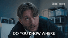 a man in a suit and tie says " do you know where "