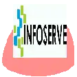 a logo for infoserve with a yellow circle around it
