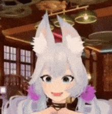 a close up of a cartoon character with a cat ear