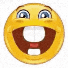 a yellow smiley face with a big smile and a big mouth .