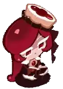 a cartoon character with red hair and a white hat with a heart on it .
