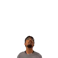 a man with a beard and glasses is looking up at the number 18