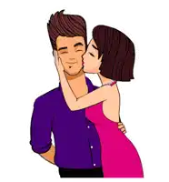 a cartoon of a man and a woman standing next to each other .
