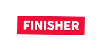 a red box with the word finisher written on it