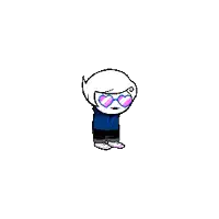 a pixel art of a boy wearing sunglasses with hearts on them .
