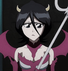 a cartoon character with horns and a crescent moon