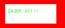 a red background with green text that says " zajef 37 !! "