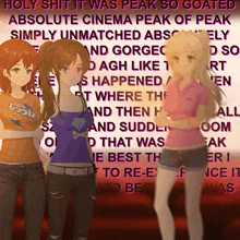 a poster that says holy shit it was peak 30 goated absolute cinema peak of peak simply unmatched abs