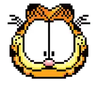 a pixel art drawing of garfield with his mouth open