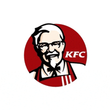 a kfc logo with a man with a beard in a circle
