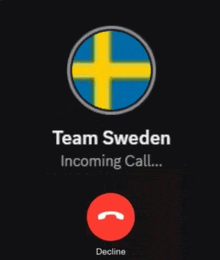 a phone screen shows a call from team sweden incoming