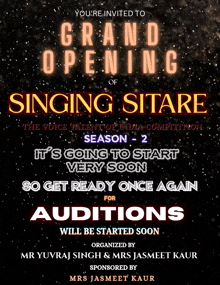 a poster for the grand opening of singing sitare season 2