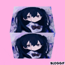 a drawing of a girl with pigtails and the word bloggif on the bottom right