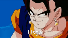 a close up of a cartoon character with the word usga written on the bottom