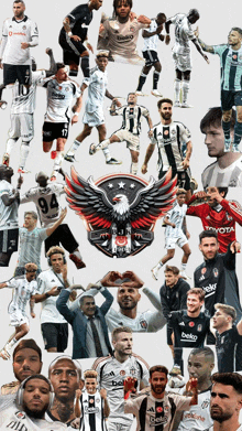 a collage of soccer players with one wearing a jersey that says beko