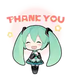 a sticker of hatsune miku with the words thank you on it